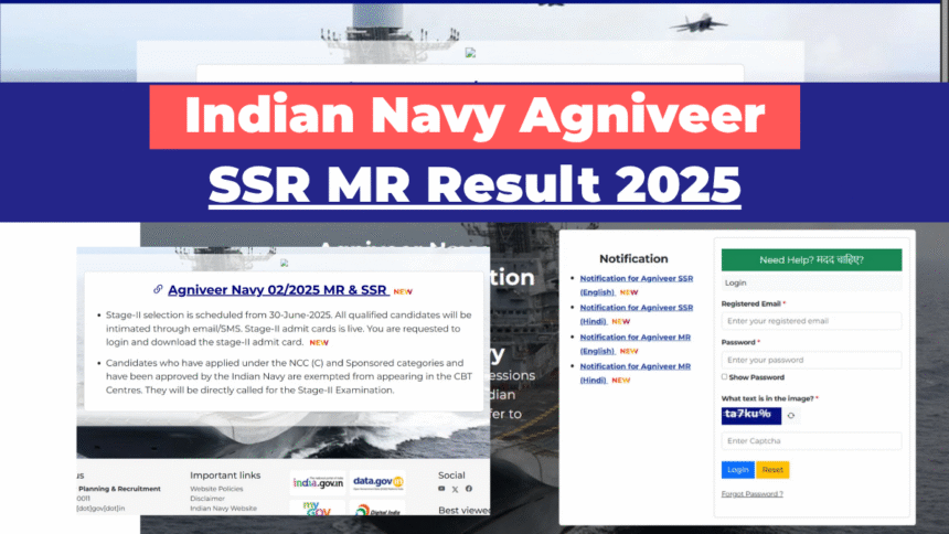 Indian Navy Agniveer SSR MR Result 2025 Indian Navy Agniveer SSR MR Result 2025